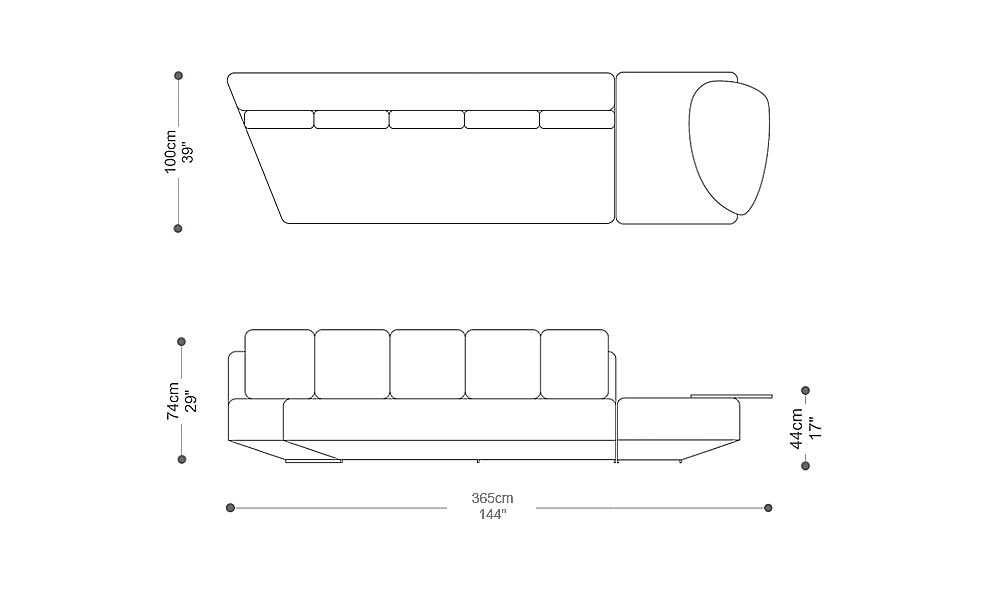 Image of the main dimensions of the product